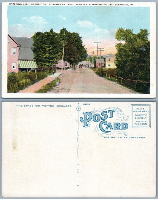 STROUDSBURG PA LACKAWANNA TRAIL ANTIQUE POSTCARD