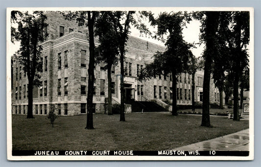 MAUSTON WI JUNEAU COUNTY COURT HOUSE VINTAGE REAL PHOTO POSTCARD RPPC