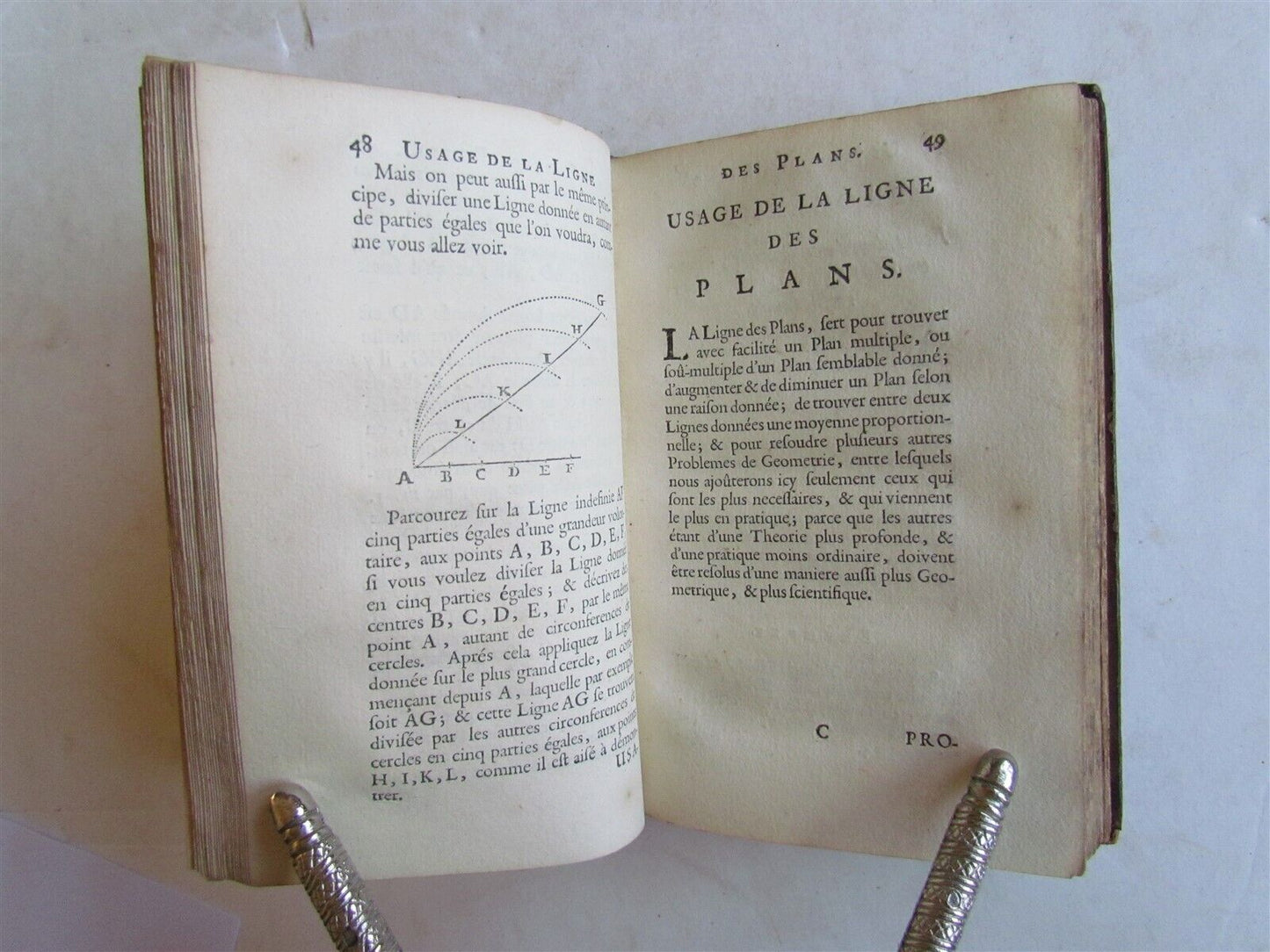 1691 USAGE of COMPASS ILLUSTRATED antique L´USAGE DU COMPAS DE PROPORTION