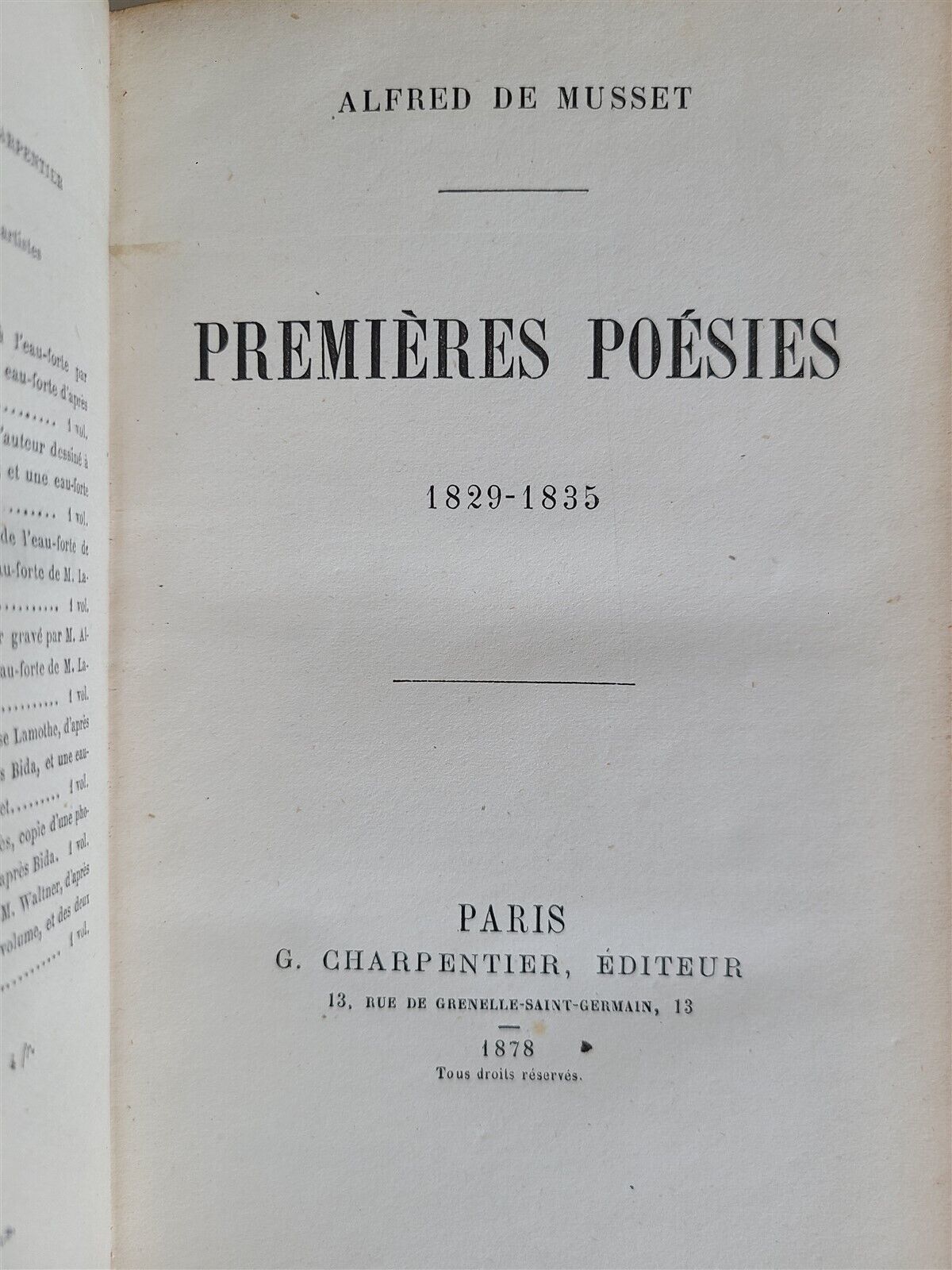 1879 ALFRED DE MUSSET WORKS antique 10 VOLUMES in FRENCH POETRY & PROSE