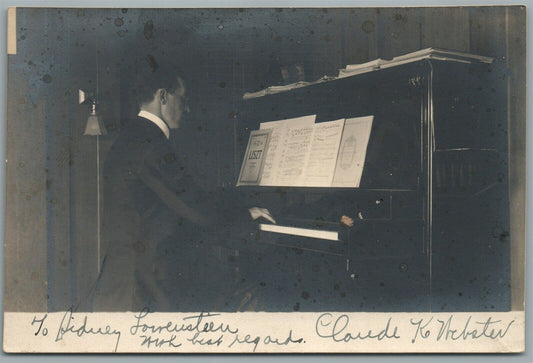 PIANIST ANTIQUE REAL PHOTO POSTCARD RPPC musician