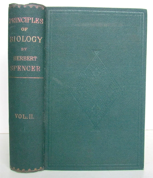 1874 PRINCIPLES of BIOLOGY by HERBERT SPENCER antique ILLUSTRATED Vol. II