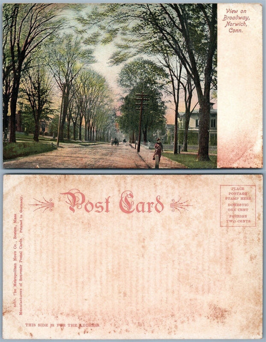 NORWICH CT BROADWAY ANTIQUE POSTCARD