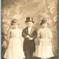 LILLIPUTIANS MIDGETS MAN w/ 2 LADIES CHICAGO IL ANTIQUE REAL PHOTO POSTCARD RPPC