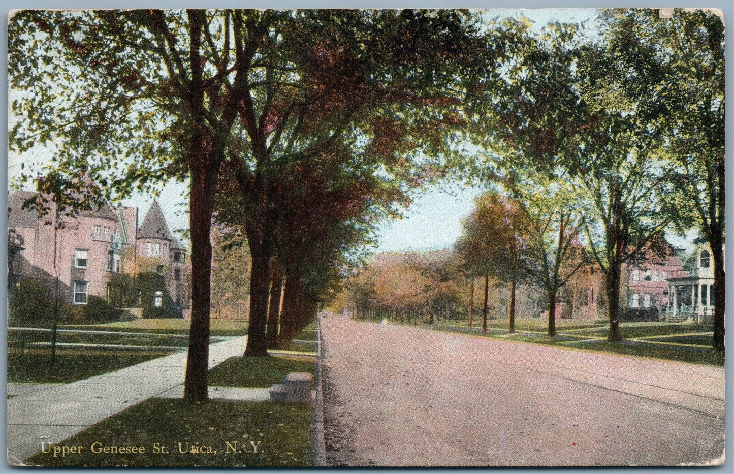 UTICA NY UPPER GENESEE ST. 1910 ANTIQUE POSTCARD