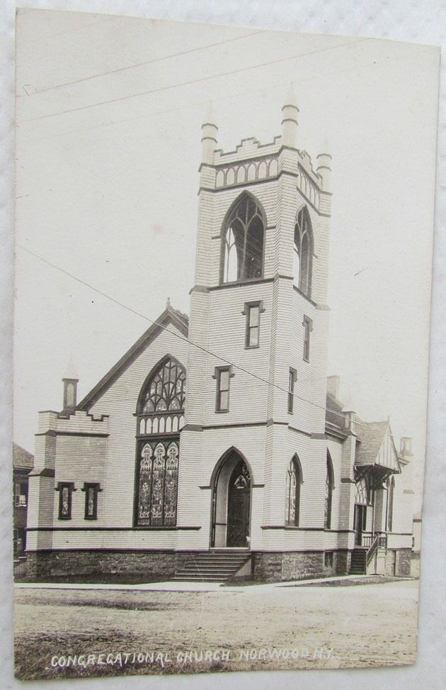 RPPC CONGREGATIONAL CHURCH NORWOOD N.Y. VINTAGE REAL PHOTO POSTCARD
