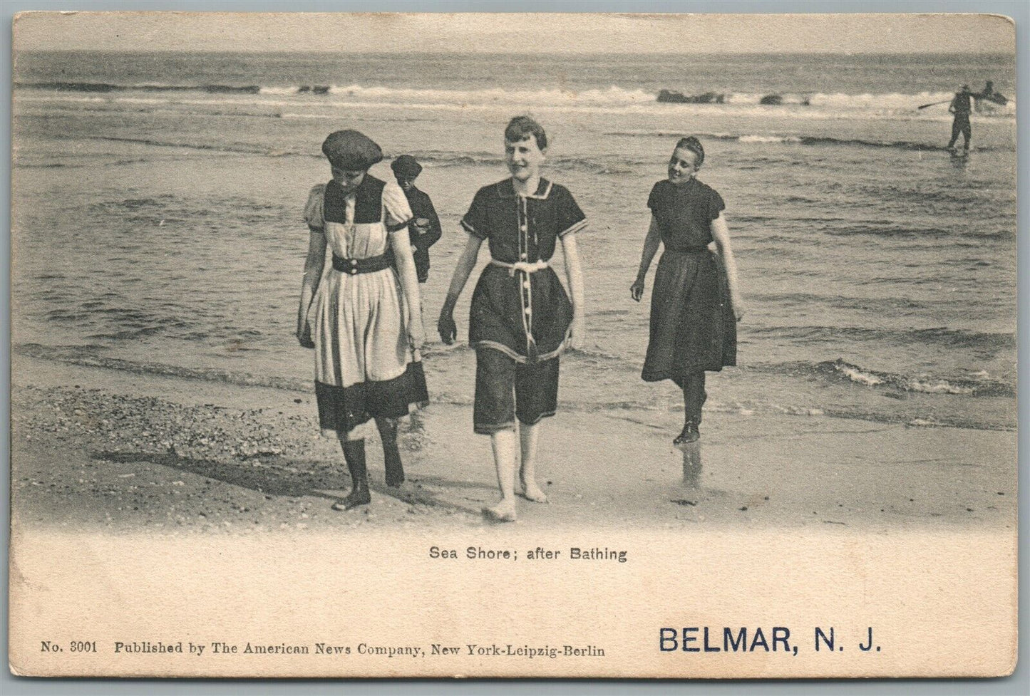 BELMAR NJ SEA SHORE AFTER BATHING ANTIQUE POSTCARD