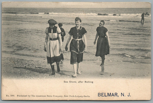 BELMAR NJ SEA SHORE AFTER BATHING ANTIQUE POSTCARD