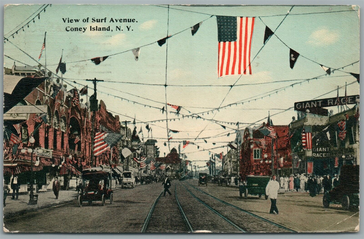 BROOKLYN NY CONEY ISLAND SURF AVENUE ANTIQUE POSTCARD