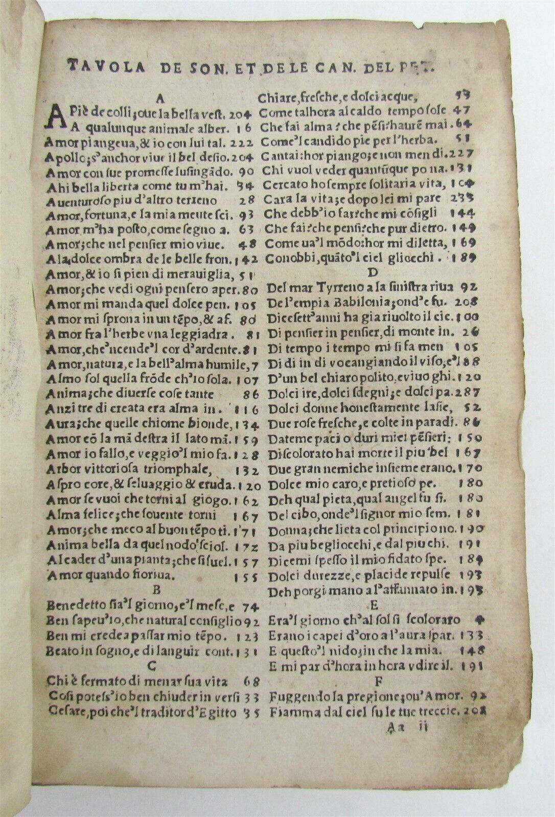 1541 IL PETRARCA CON L'ESPOSITIONE D'ALESSANDRO VELLUTELLO antique 16th CENTURY