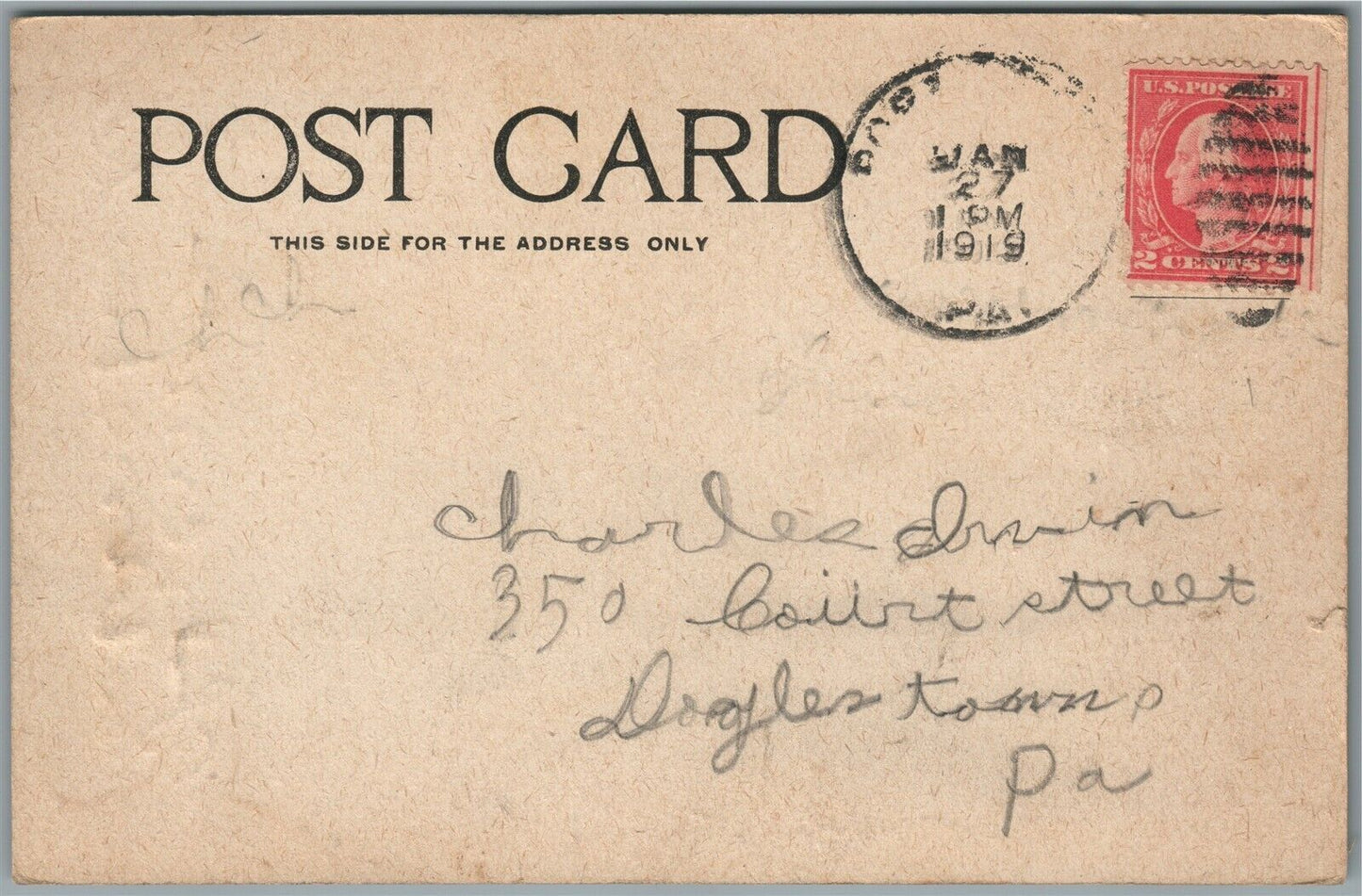 PORT CARBEN PA SOLDIERS' MONUMENT ANTIQUE POSTCARD