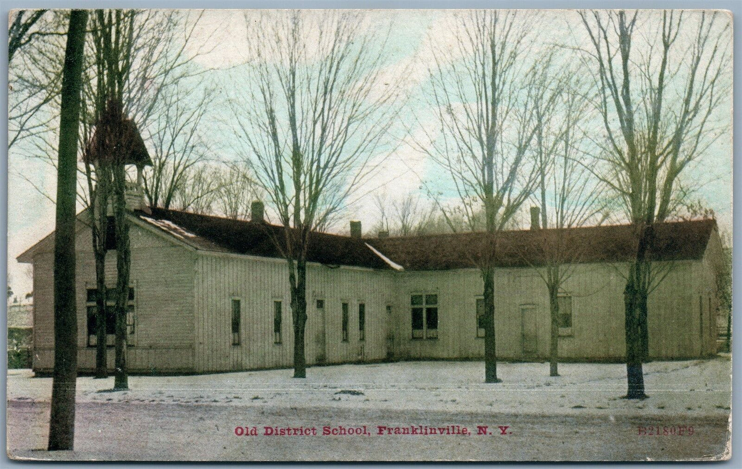 FRANKLINVILLE NY OLD DISTRICT SCHOOL ANTIQUE POSTCARD