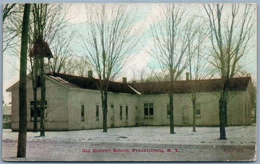 FRANKLINVILLE NY OLD DISTRICT SCHOOL ANTIQUE POSTCARD