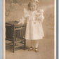 GIRL w/ WELL DRESSED DOLL ANTIQUE REAL PHOTO POSTCARD RPPC