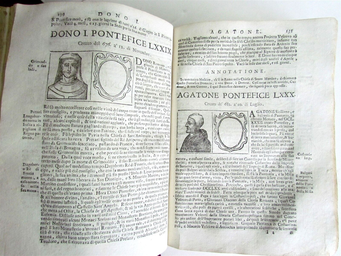 1715 BARTOLOMEO PLATINA LIVES of POPES antique 18th CENTURY ILLUSTRATED