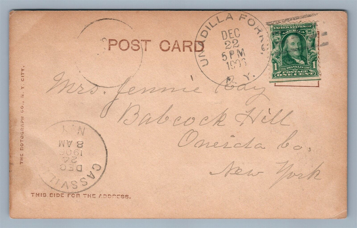 UNADILLA FORKS NY MYRTLE BANK STUDIO ANTIQUE REAL PHOTO POSTCARD RPPC