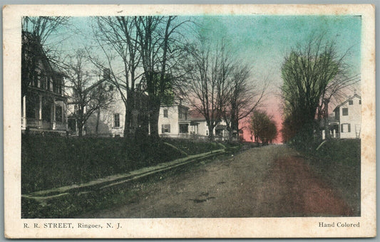 RINGOES NJ R.R. STREET ANTIQUE POSTCARD