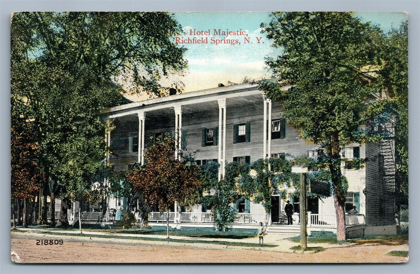 RICHFIELD SPRINGS NY HOTEL MAJESTIC ANTIQUE POSTCARD