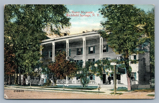RICHFIELD SPRINGS NY HOTEL MAJESTIC ANTIQUE POSTCARD
