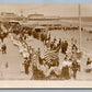 ATLANTIC CITY NJ BOARDWALK PARADE ANTIQUE REAL PHOTO POSTCARD RPPC US FLAGS