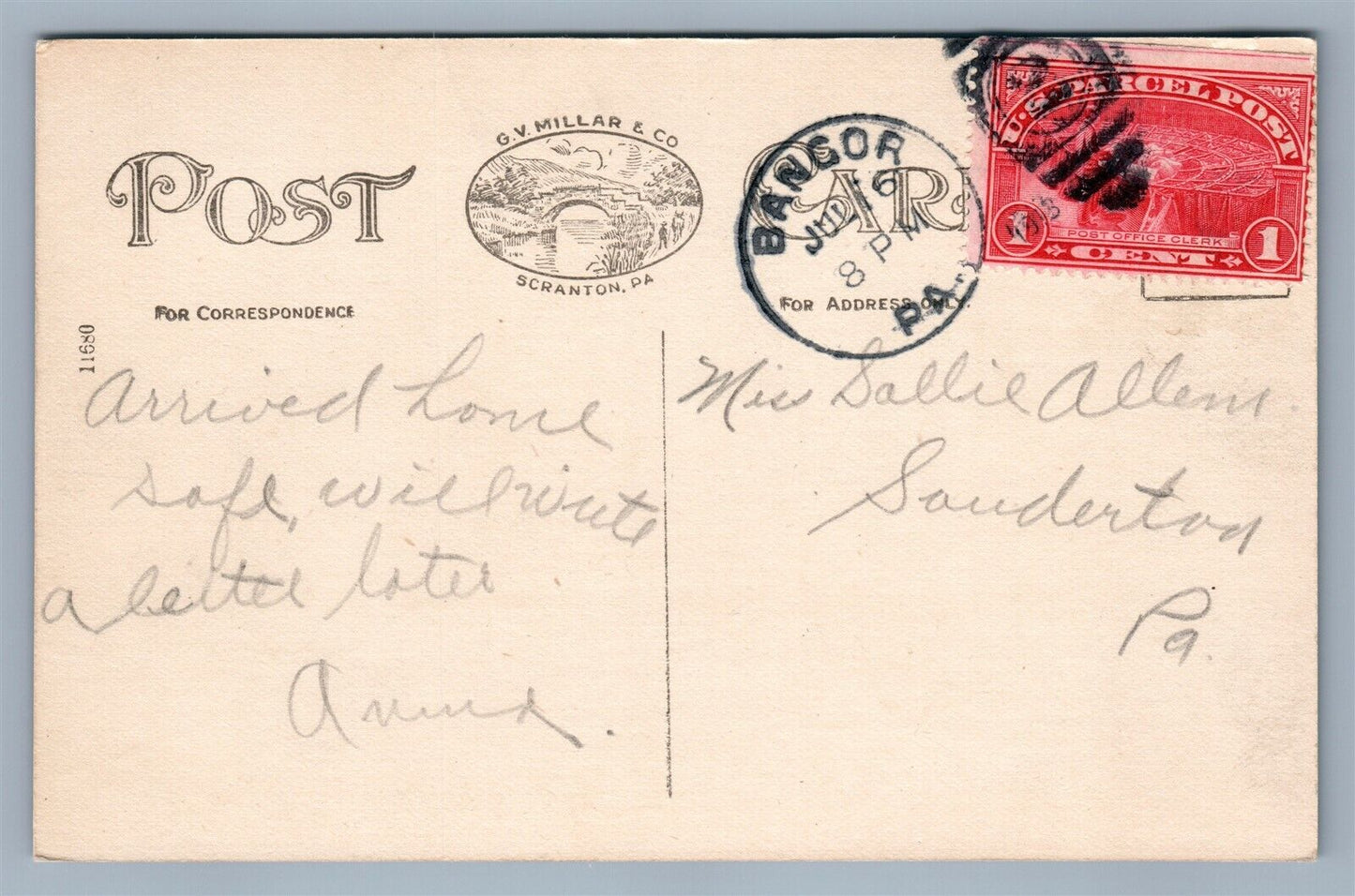 BANGOR PA MILTON FLORY'S RESIDENCE ANTIQUE POSTCARD