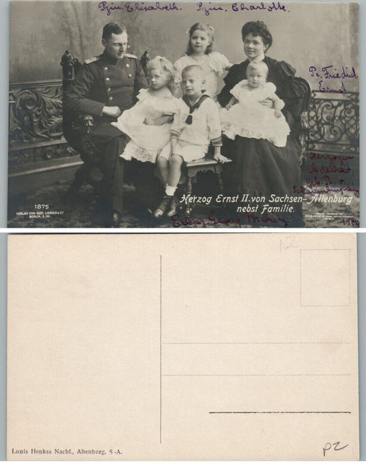 ANTIQUE GERMAN RPPC REAL PHOTO POSTCARD DUKE ERNEST II w/ FAMILY