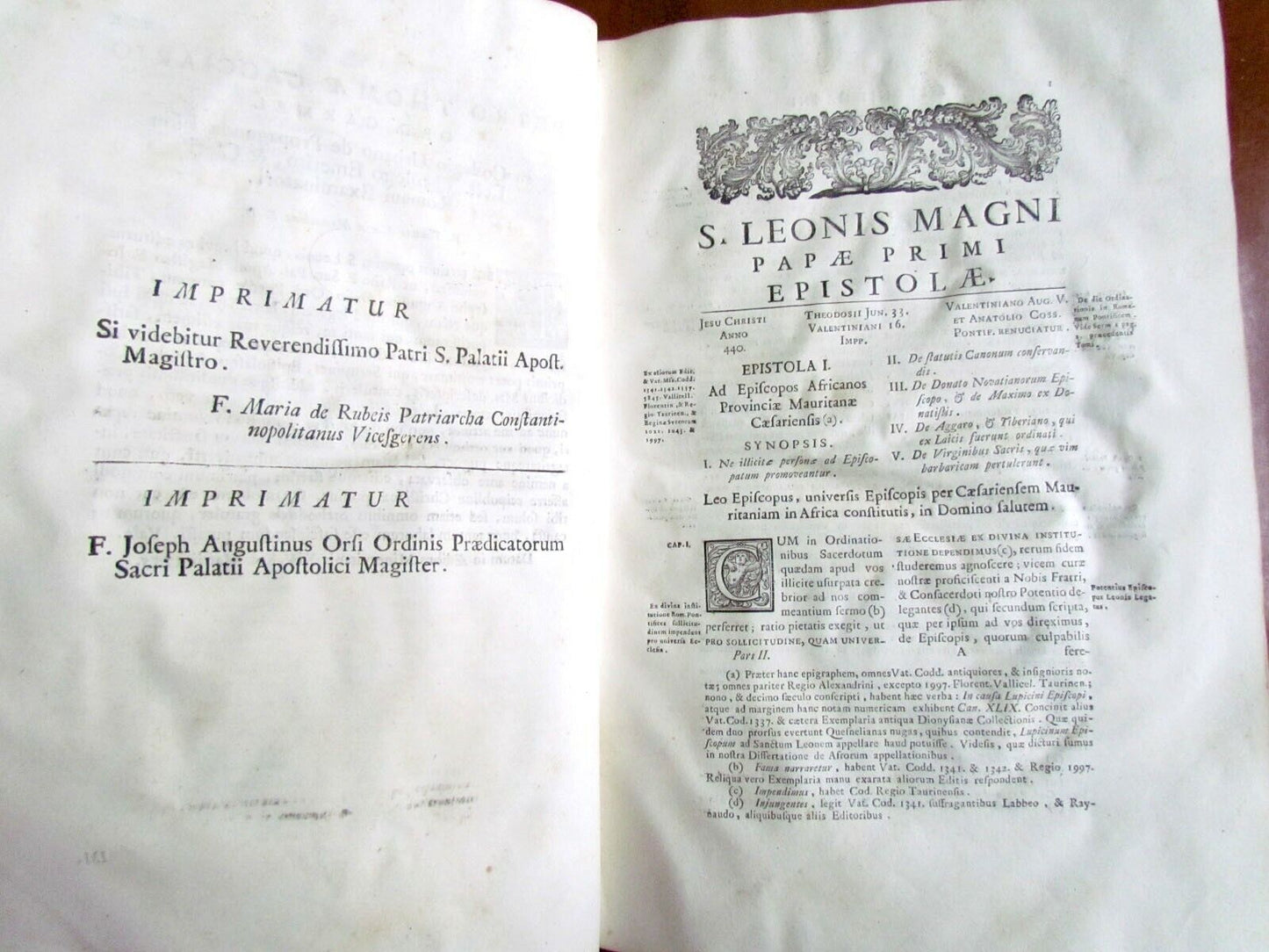 1755 ANTIQUE VELLUM BOUND FOLIO S. LEONIS MAGNI PAPAE PRIMI OPERA OMNIA