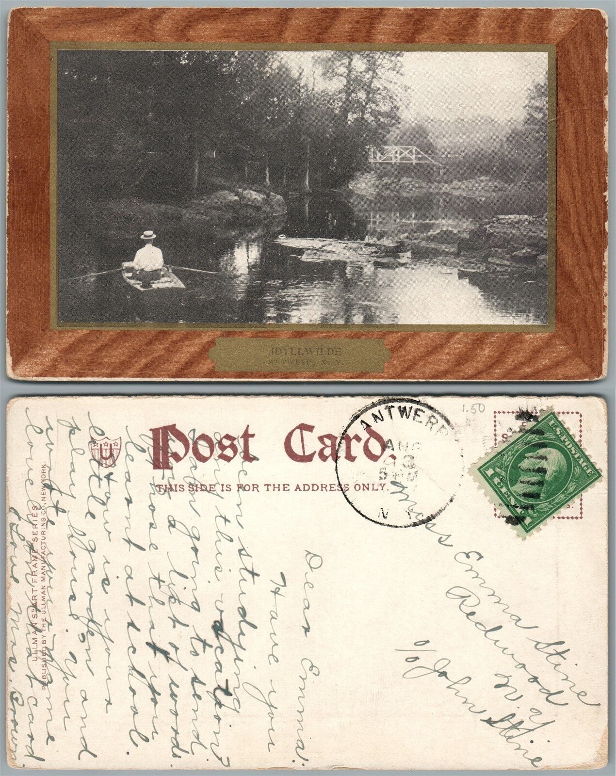ANTWERP N.Y. IDYLLWILDE ANTIQUE POSTCARD