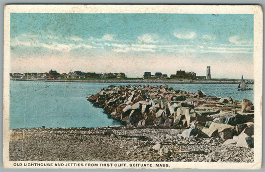 SCITUATE MA OLD LIGHTHOUSE ANTIQUE POSTCARD