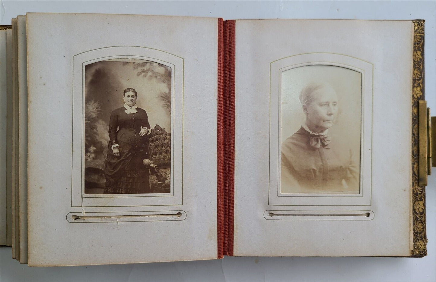 1880s PHOTO ALBUM VICTORIAN antique w/ decorative binding w/CDV 50 photos