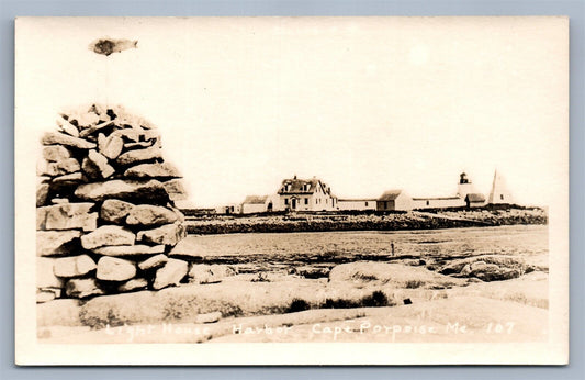 CAPE PORPOISE ME LIGHT HOUSE 1941 VINTAGE REAL PHOTO POSTCARD RPPC