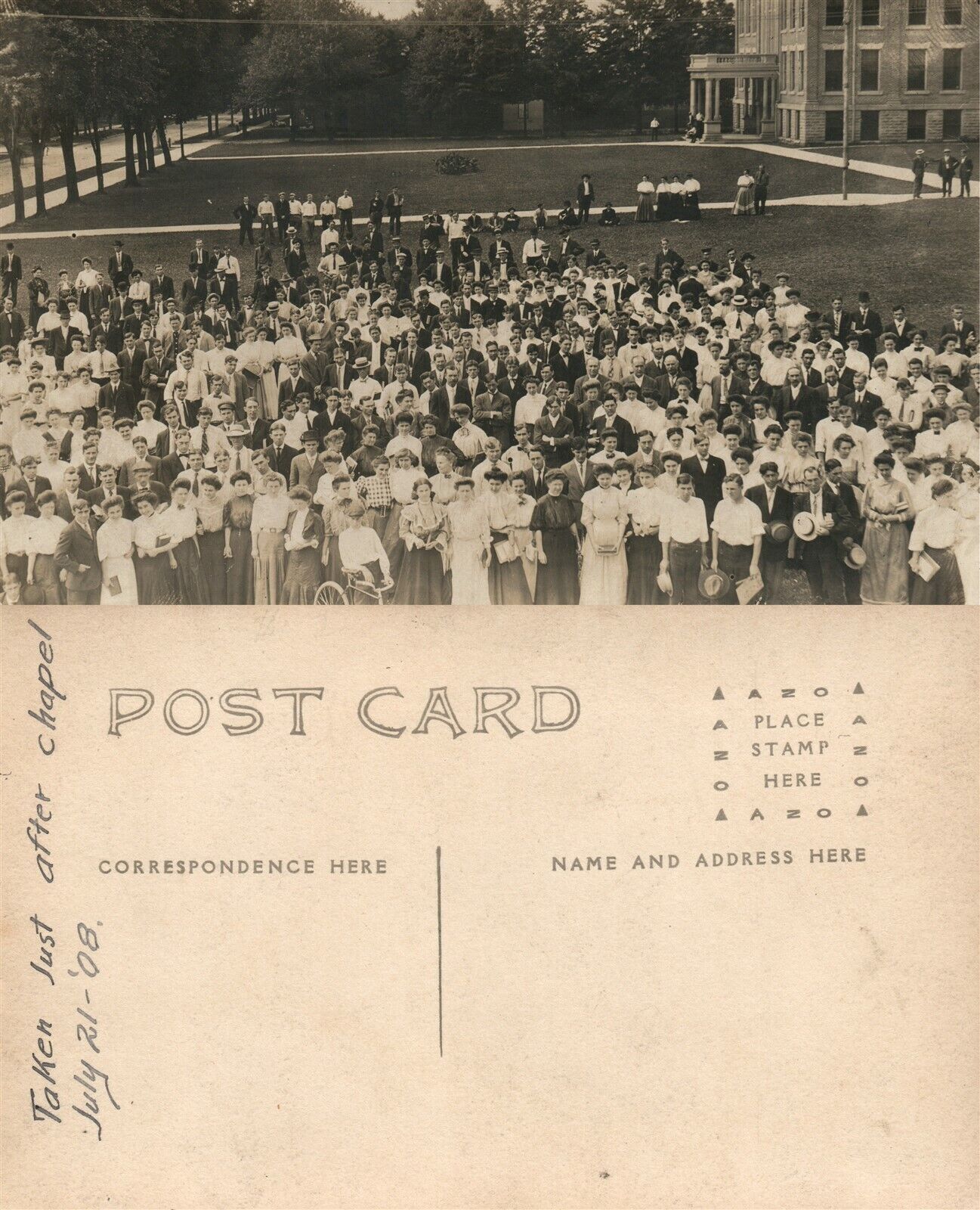 GROUP PHOTO 1908 ANTIQUE REAL PHOTO POSTCARD RPPC