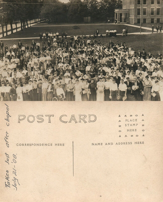 GROUP PHOTO 1908 ANTIQUE REAL PHOTO POSTCARD RPPC
