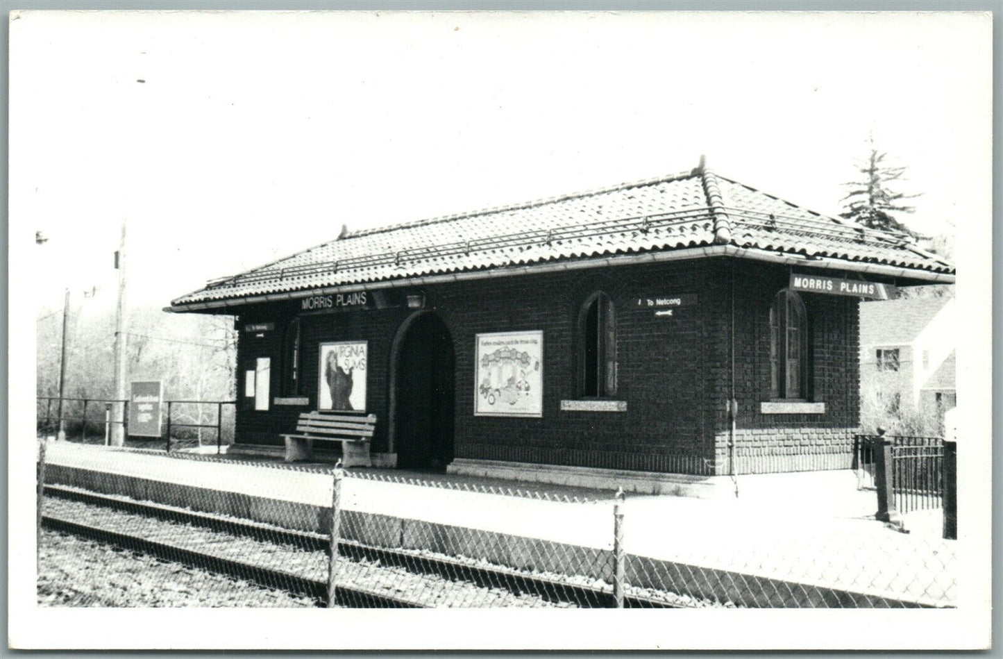 MORRIS PLAINS NJ RAILROAD STATION RAILWAY DEPOT VINTAGE REAL PHOTO POSTCARD RPPC