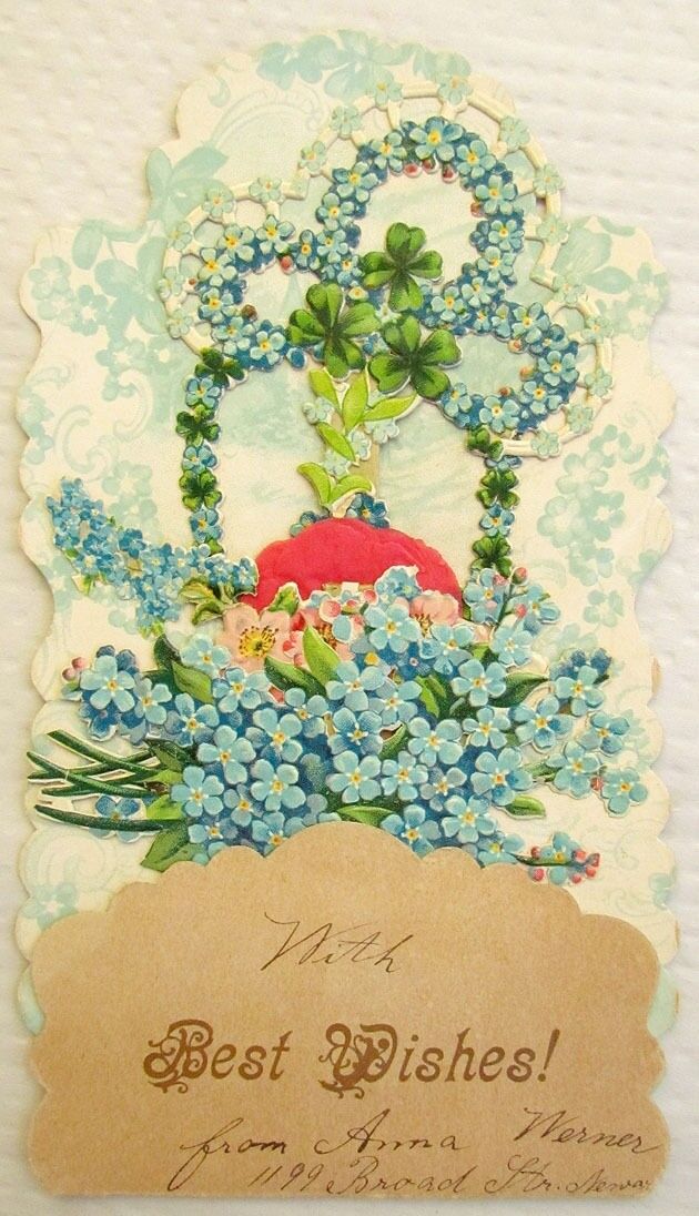 ANTIQUE DIMENSIONAL FOLDING POSTCARD w/ FLOWERS from NEWARK N.J.