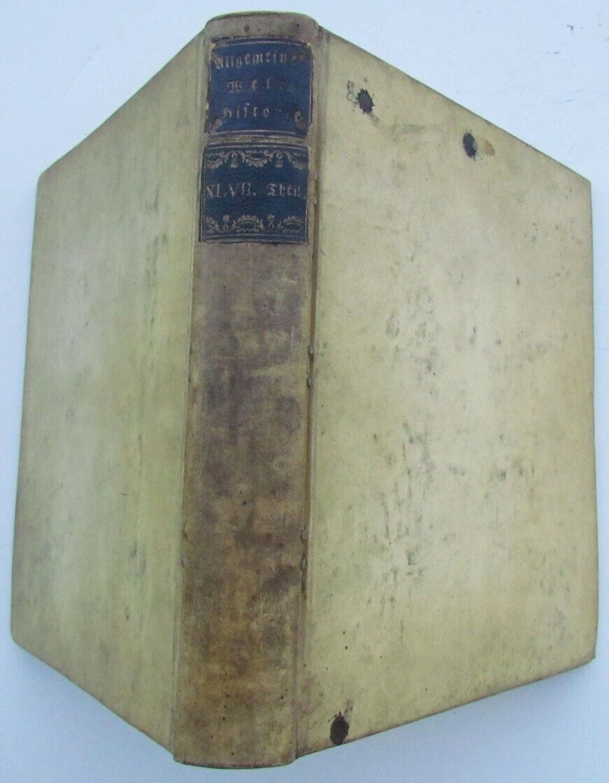 1783 WORLD HISTORY ANTIQUE VELLUM BOUND BOOK in GERMAN by Matthias Sprengel