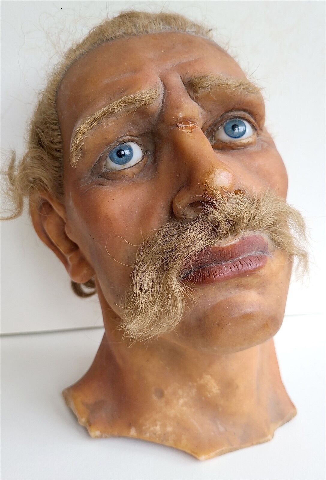 ANTIQUE WAX MANNEQUIN HEAD rare LIFE SIZE tortured soul