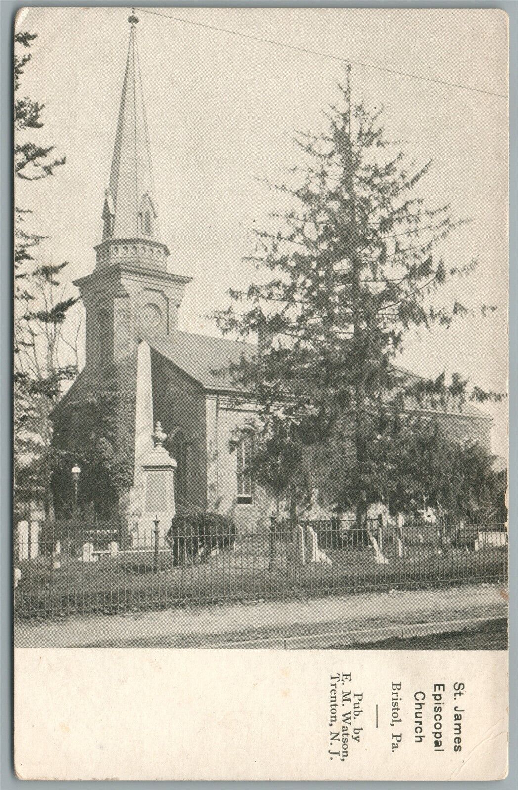 BRISTOL PA ST.JAMES EPISCOPAL CHURCH & CEMETERY ANTIQUE POSTCARD