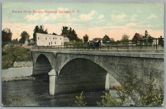 MASSENA SPRINGS NY RACKET RIVER BRIDGE ANTIQUE POSTCARD