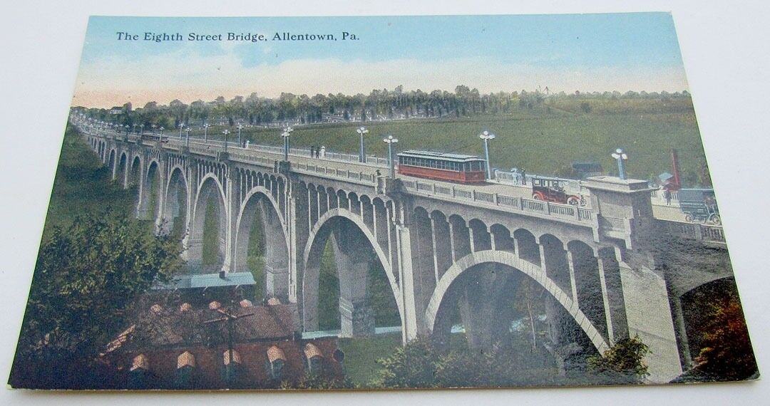 VINTAGE POSTCARD THE EIGHTH STREET BRIDGE ALLENTOWN PA train railroad railway