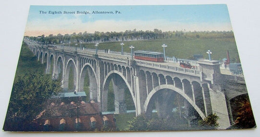VINTAGE POSTCARD THE EIGHTH STREET BRIDGE ALLENTOWN PA train railroad railway