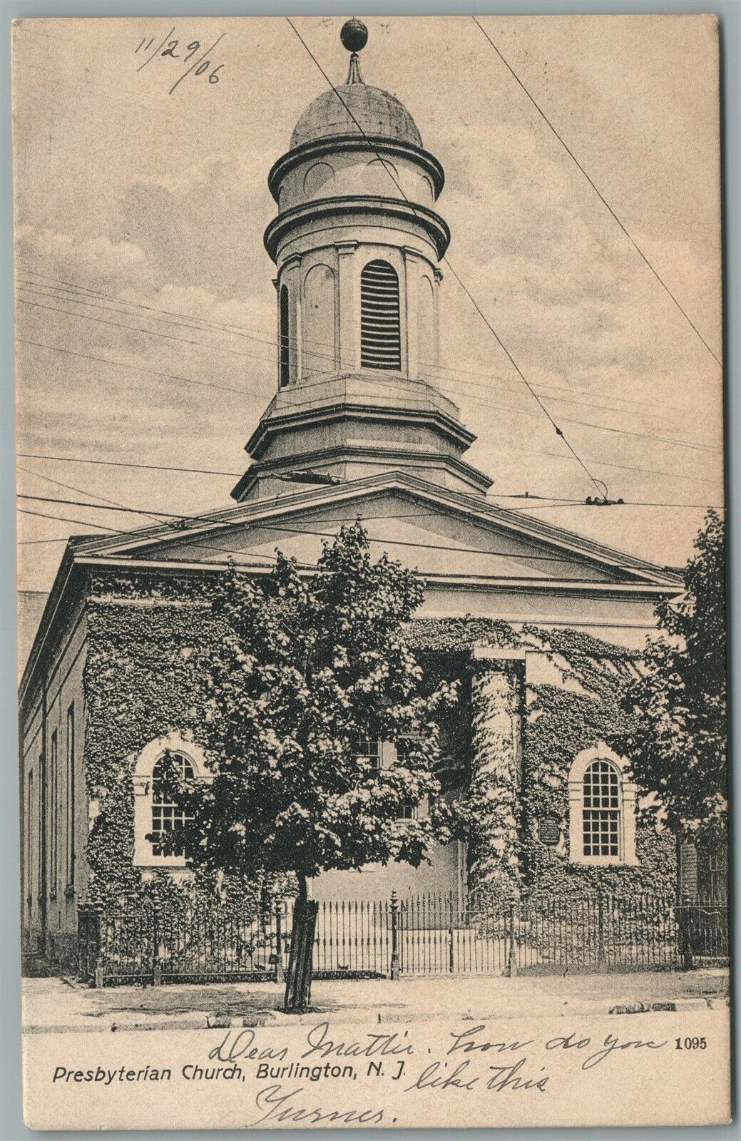 BURLINGTON NJ PRESBYTERIAN CHURCH ANTIQUE POSTCARD