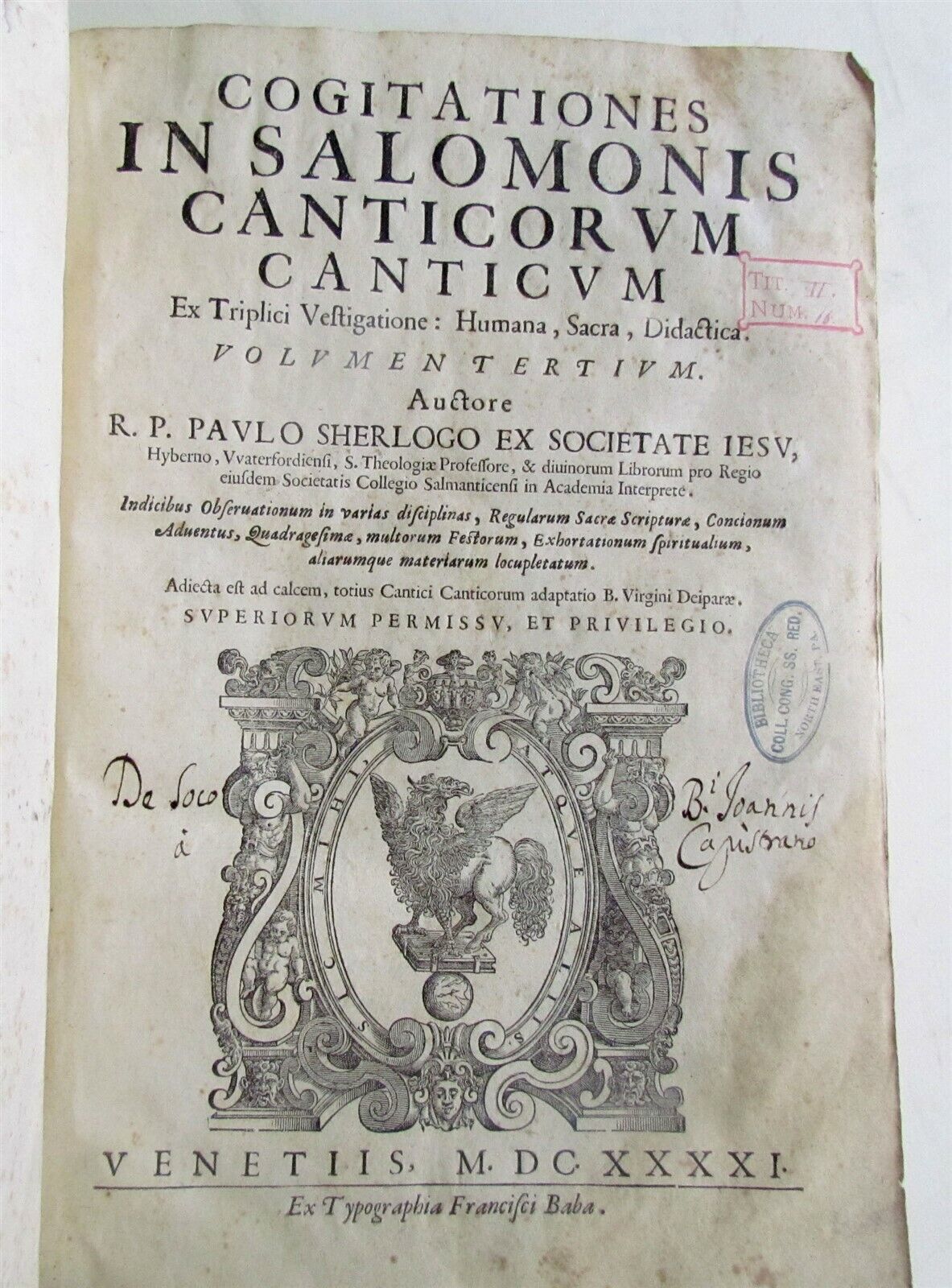 1641 VELLUM BINDING FOLIO COGITATIONES IN SALOMONIS CANTICORUM ANTIQUE