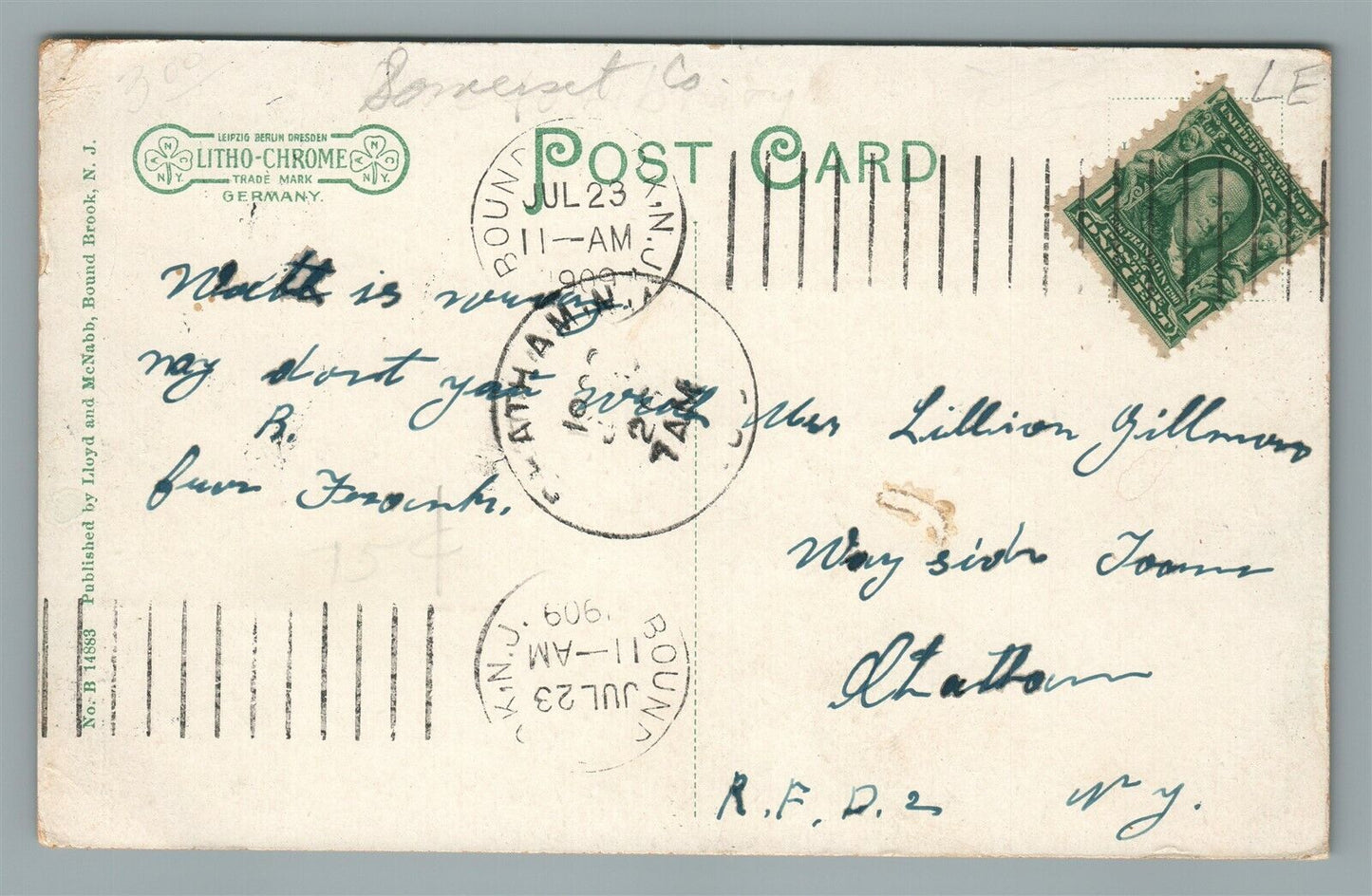 BOUND BROOK NJ WANETAH DRIVE ANTIQUE POSTCARD