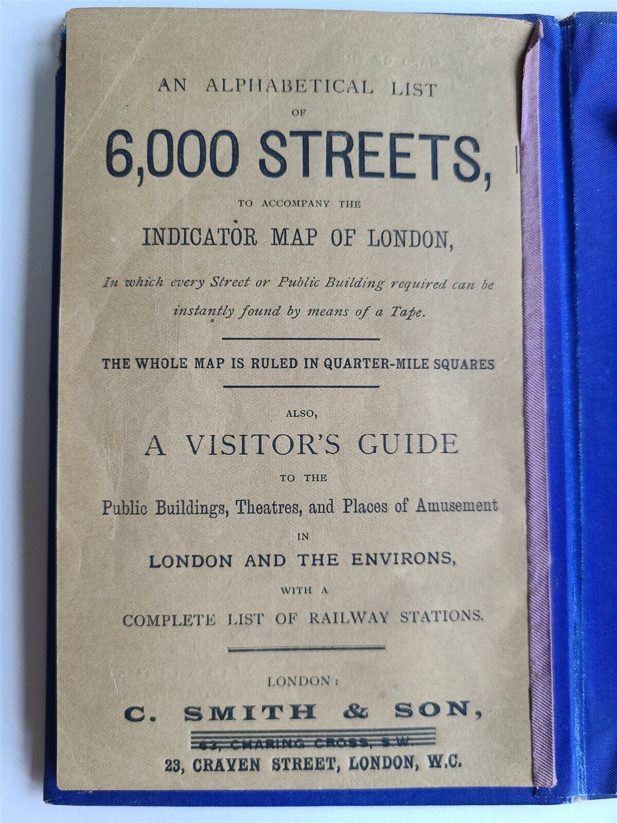 1890 TAPE INDICATOR MAP OF LONDON antique