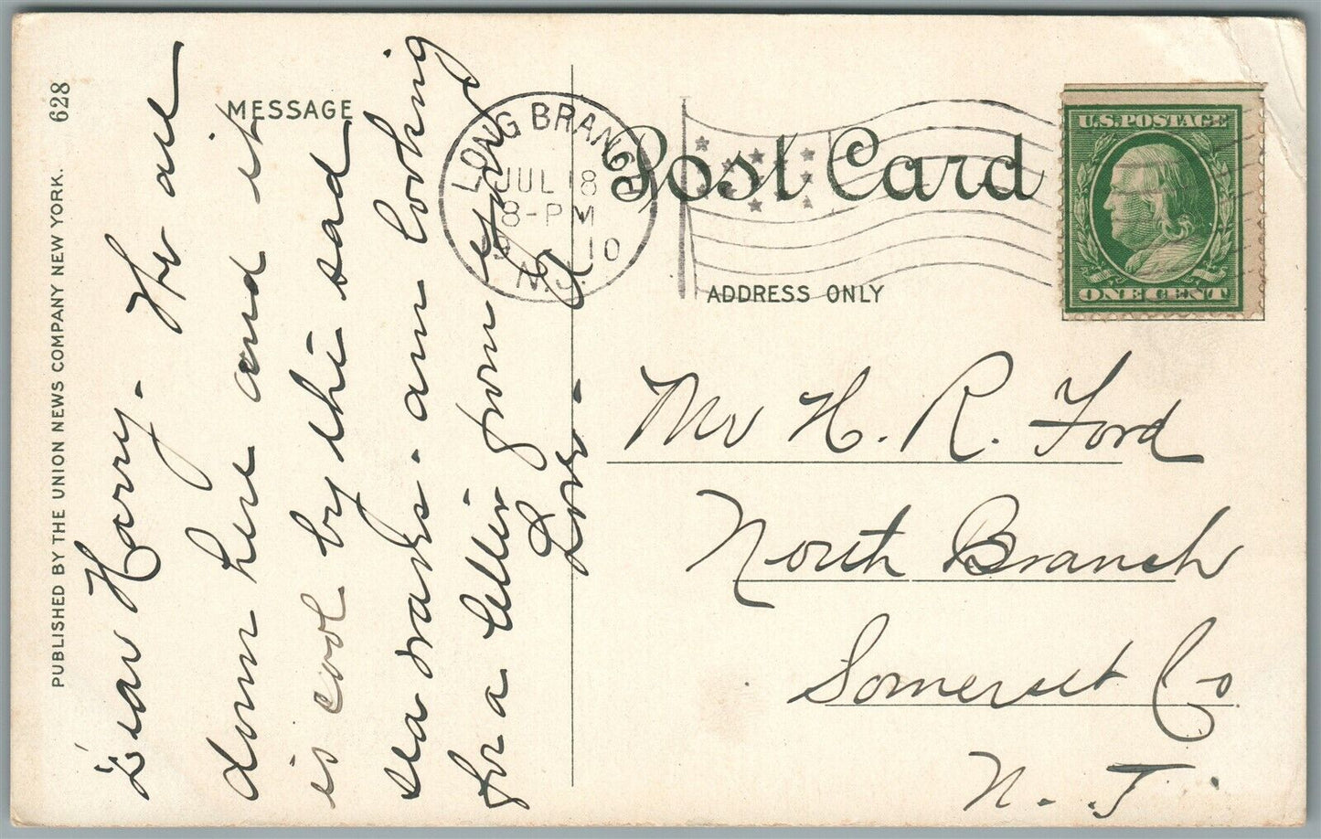 LONG BRANCH NJ NORWOOD AVENUE ANTIQUE POSTCARD