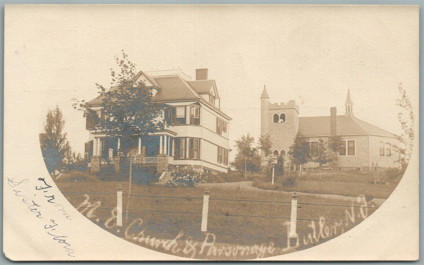 BUTLER NJ M.E. CHURCH ANTIQUE REAL PHOTO POSTCARD RPPC