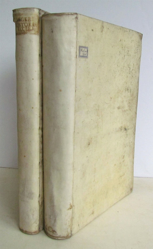 1709 HISTORIA ECCLESIASTICA 2 volumes VELLUM BOUND FOLIOS antique