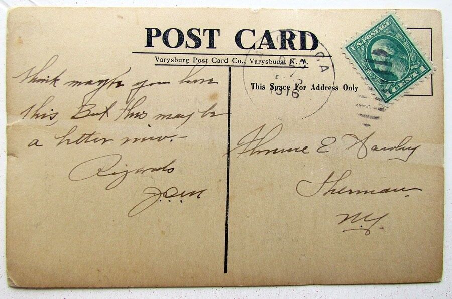 ANGELICA NY LIBRARY ANTIQUE 1916 POSTCARD