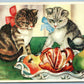 CATS w/ FRUITS VINTAGE POSTCARD